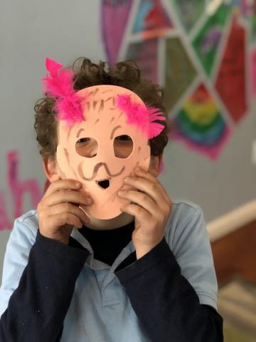 Kids made masks for Purim costumes