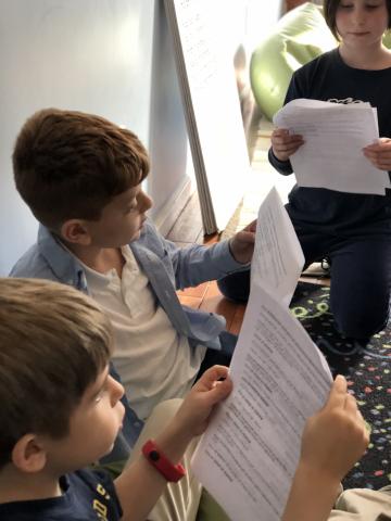 Children rehearsing Purim Shpiel